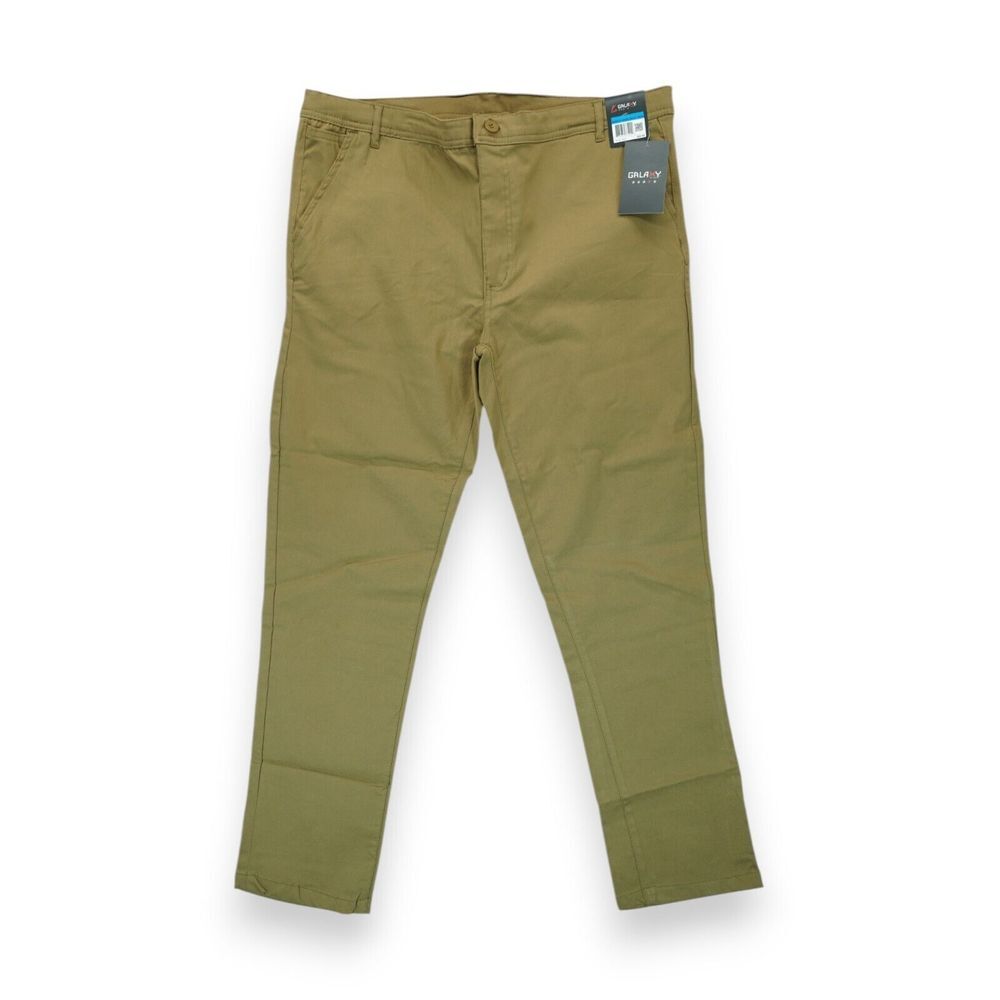NWT Galaxy by Harvic‎ Chino Pants Mens 38X32 Khaki Stretch Flat Front MSRP $69